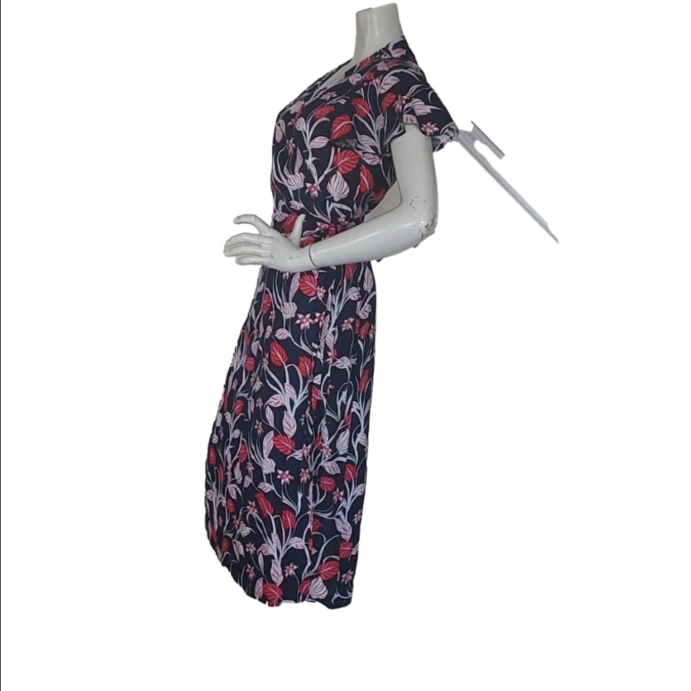 DRAPER JAMES MULTICOLORED LINEN WRAP DRESS SIZE 12 - Picture 4 of 6